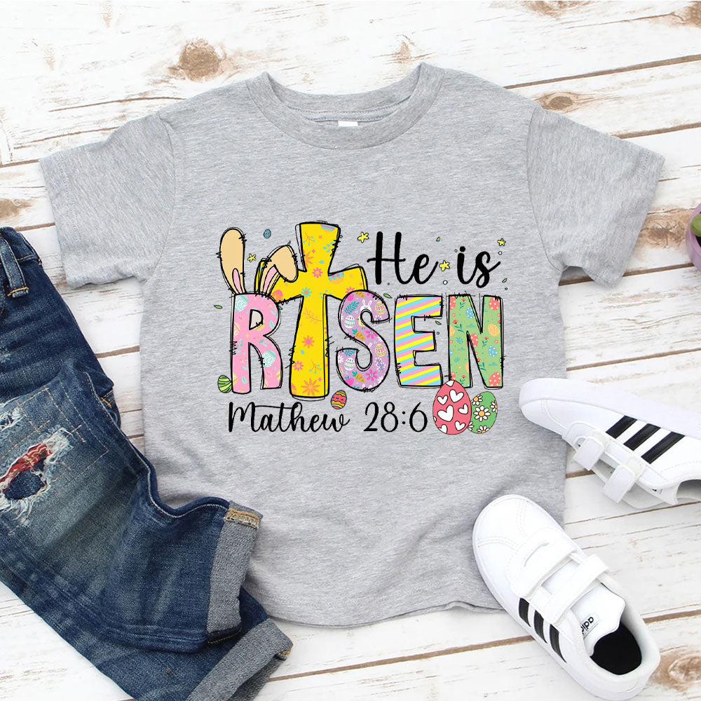 He Is Risen Easter Christian Kid T-Shirt