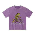 He Is Risen Hop On Christian Washed T-Shirt