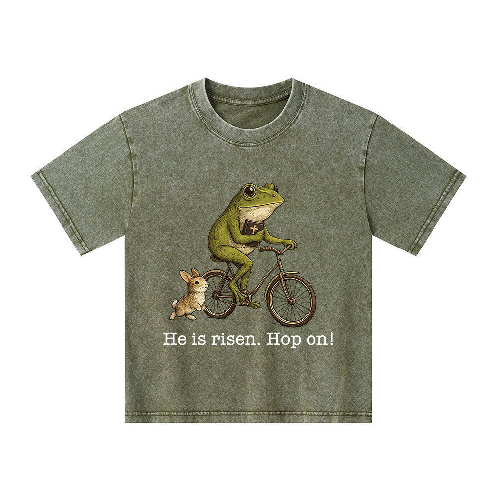He Is Risen Hop On Christian Washed T-Shirt