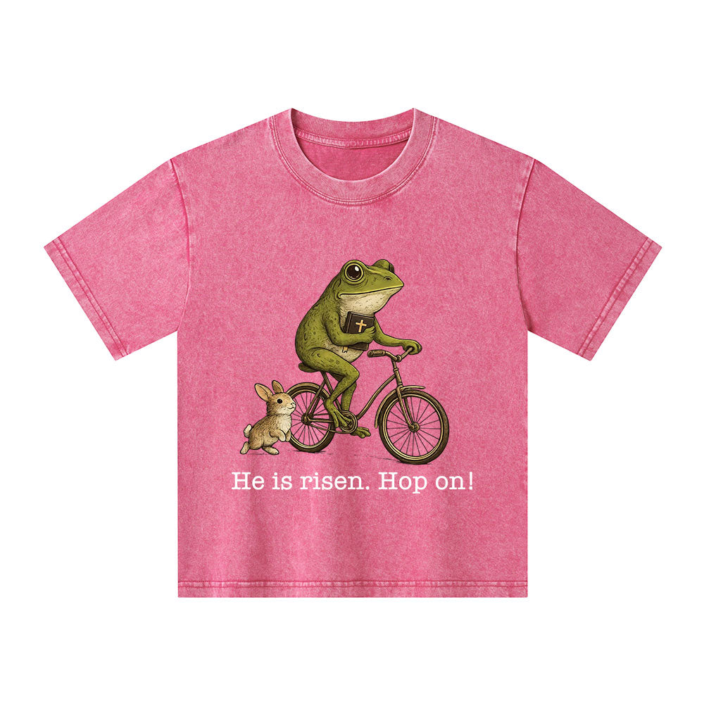 He Is Risen Hop On Christian Washed T-Shirt