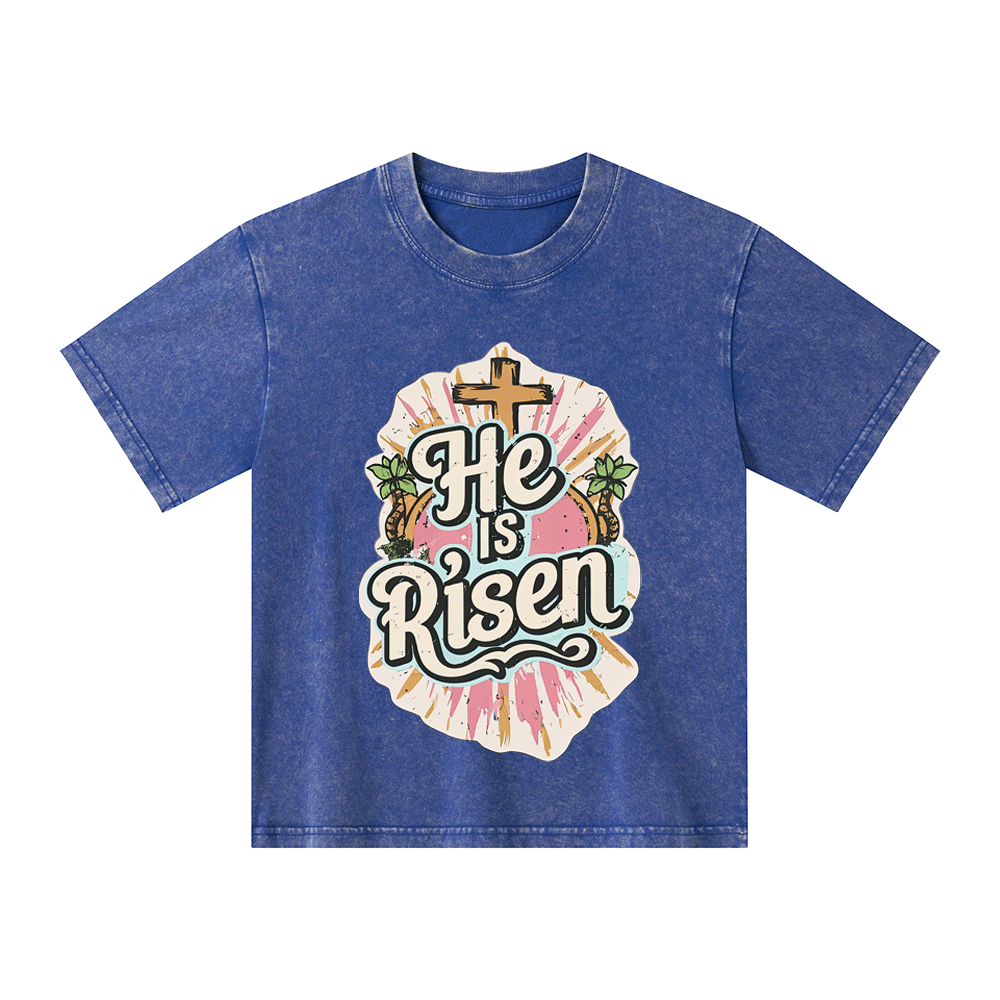 He Is Risen Kid Washed T-Shirt
