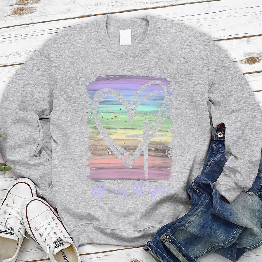He Is Risen Pastel Christian Sweatshirt