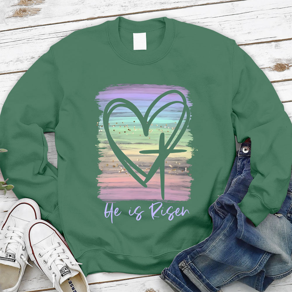 He Is Risen Pastel Christian Sweatshirt
