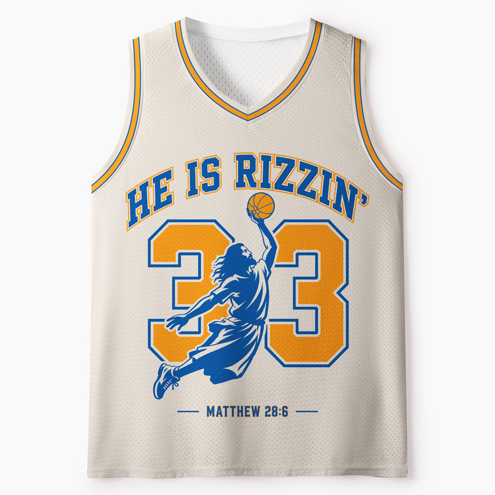 He Is Rizzen' Christian Mesh Jersey Tank Top