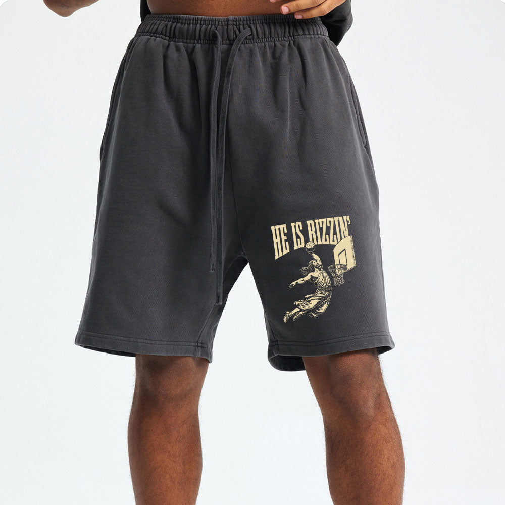 He Is Rizzin Christian Washed Shorts