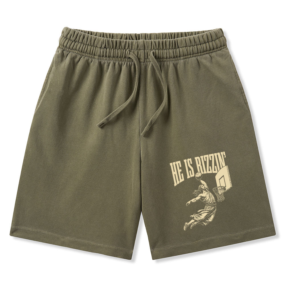 He Is Rizzin Christian Washed Shorts