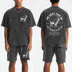 He Left The 99 To Rescue Me Christian Washed T-Shirt & Shorts
