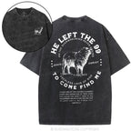 He Left The 99 To Rescue Me Christian Washed T-Shirt