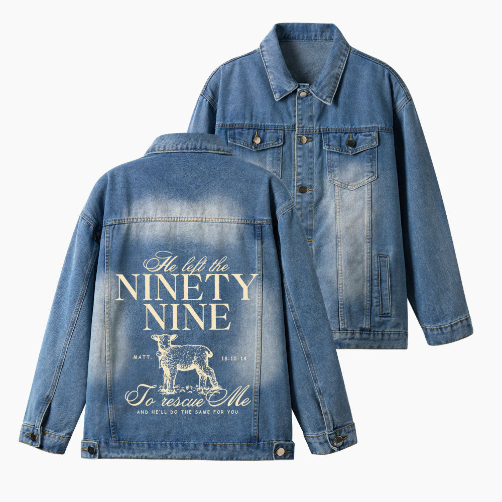He Left The 99 To Rescues Me Christian Denim Jacket