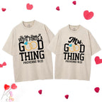 He Who Finds A Wife Find A Good Thing Christian Couple Washed T-Shirt