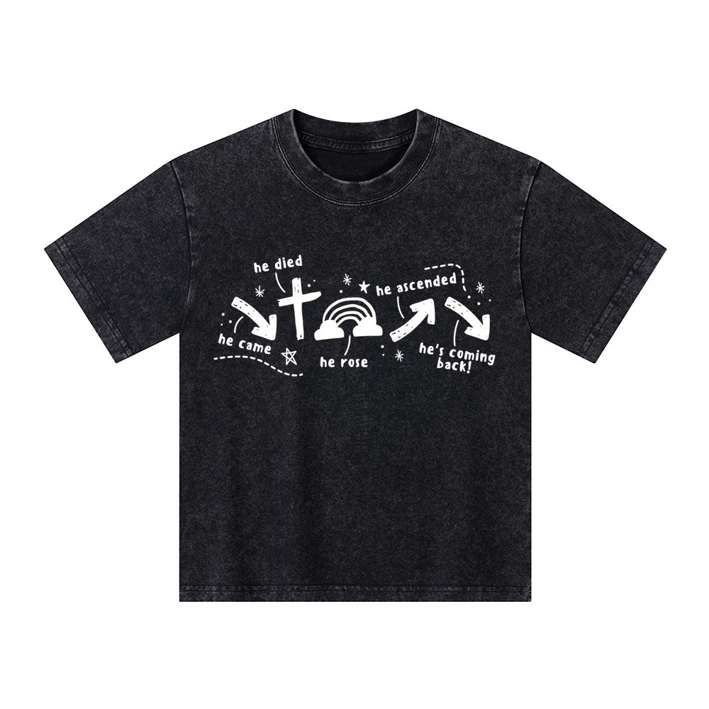 He's Coming Back Christian Kid Washed T-Shirt