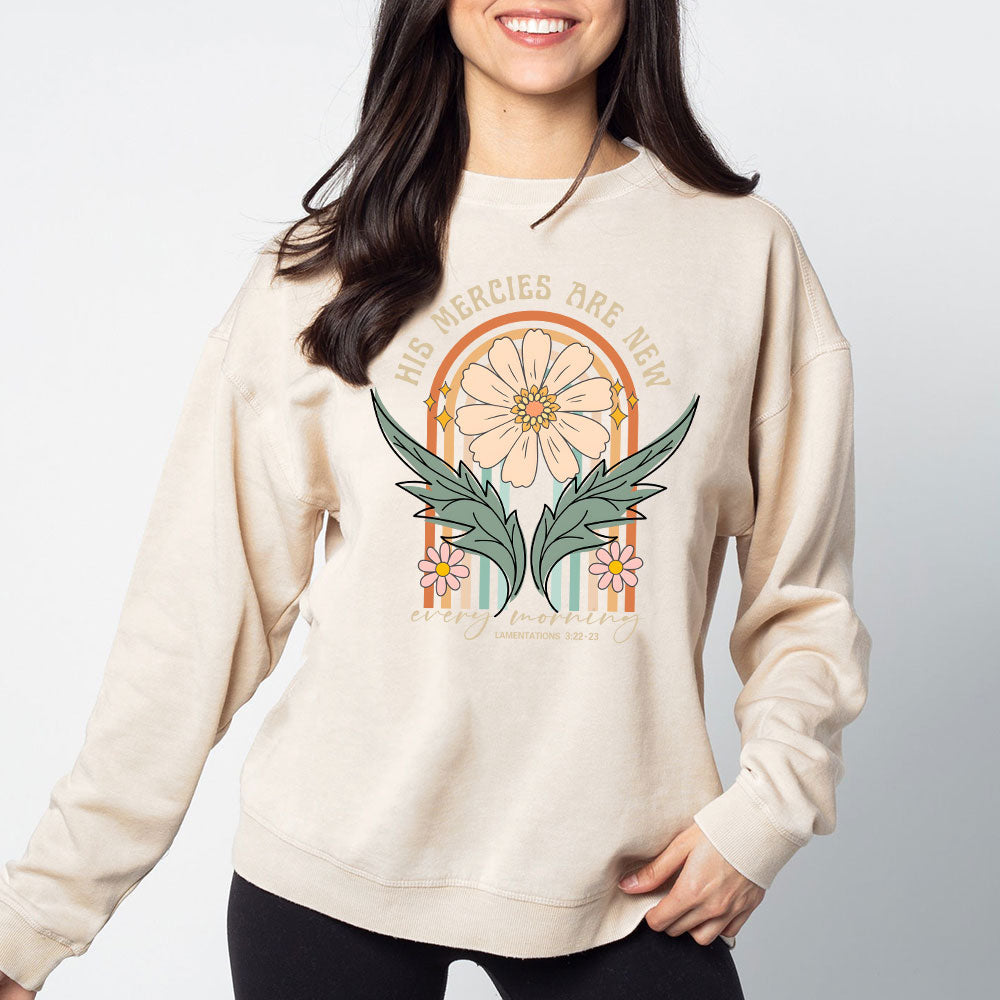 His Mercies Are New Every Morning Christian Washed Sweatshirt