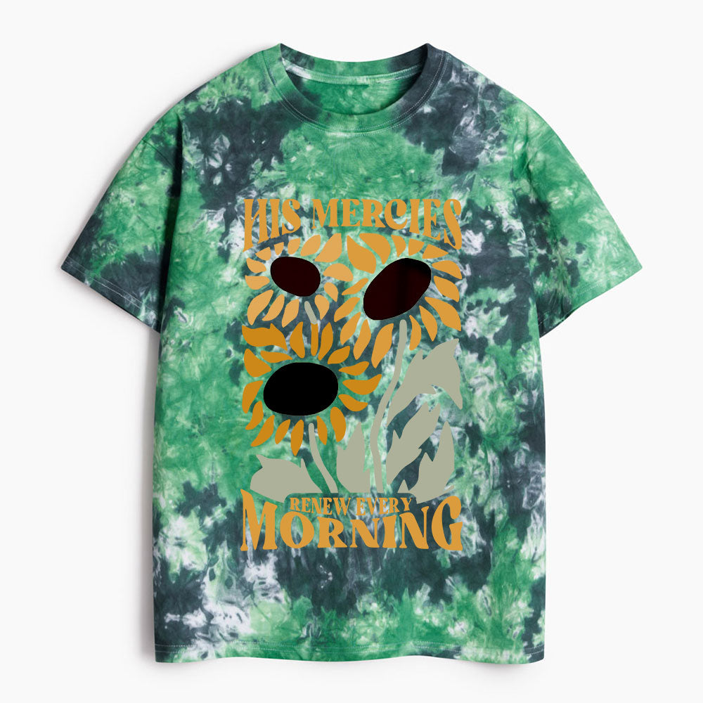 His Mercies Renew Every Morning Christian Heavy Cotton Tie Dye T-Shirt