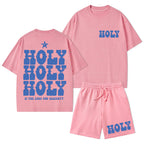 Holy Is The Lord God Ahighty Christian Washed T-Shirt & Shorts