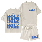 Holy Is The Lord God Ahighty Christian Washed T-Shirt & Shorts