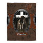 Personalized Horse And Jesus Cross Christian Blanket