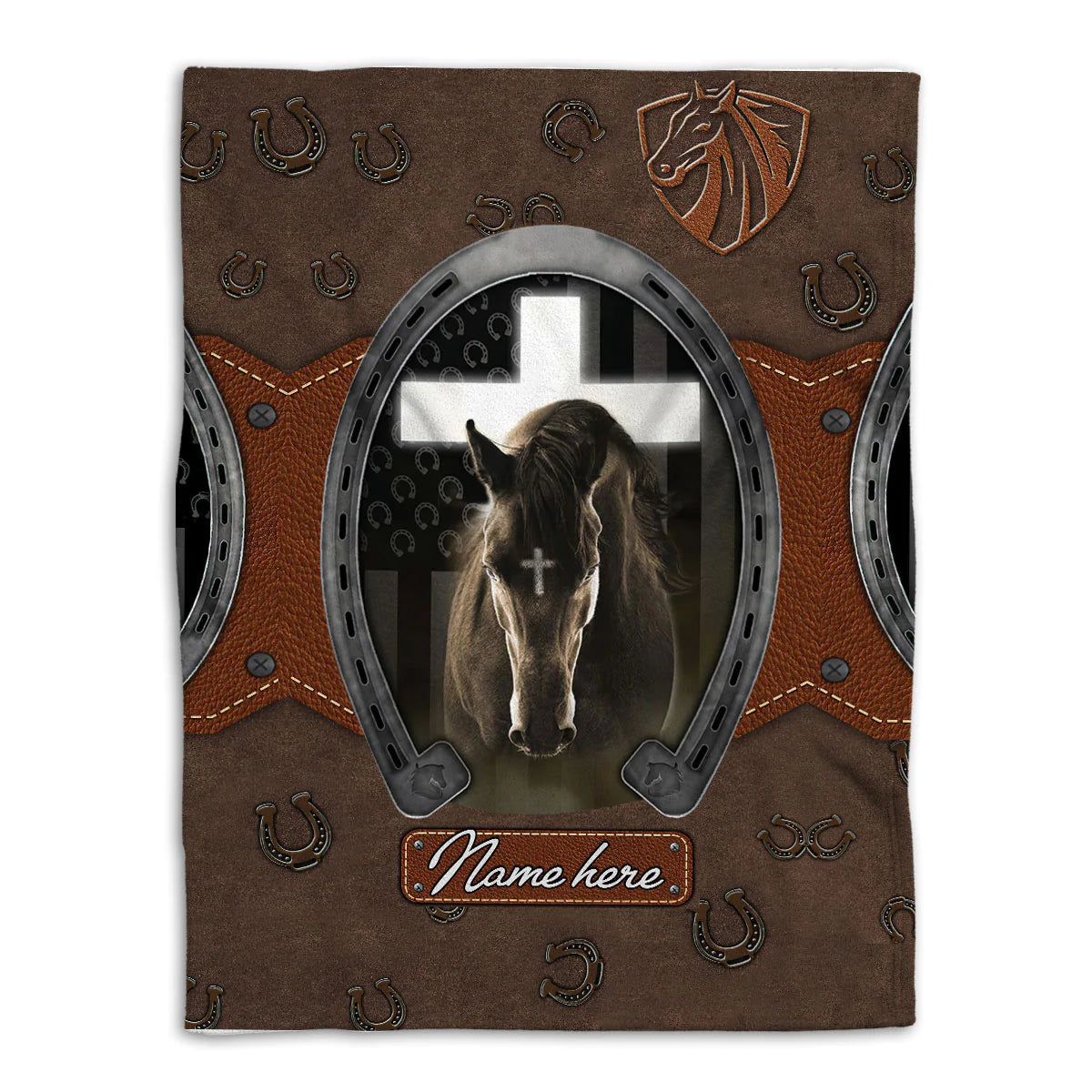 Personalized Horse And Jesus Cross Christian Blanket