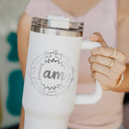 I Am Strong Philippians 4:13 Beautiful Ecclesiastes 3:11 Chosen 1 Thess 1:14 Never Alone Matthew 28:20 Christian 40OZ Tumbler