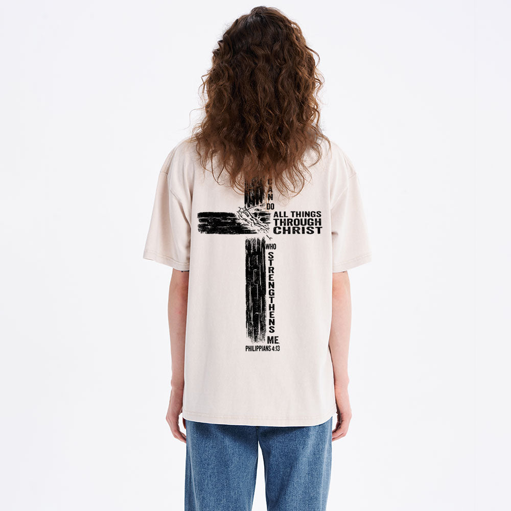 I Can Do All Things Through Christ Christian Washed T-Shirt