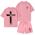 I Can Do All Things Through Christ Christian Washed T-Shirt & Shorts