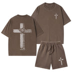 I Can Do All Things Through Christ Christian Washed T-Shirt & Shorts