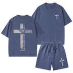 I Can Do All Things Through Christ Christian Washed T-Shirt & Shorts