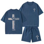 I Can Do All Things Through Christ Christian Washed T-Shirt & Shorts