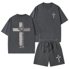 I Can Do All Things Through Christ Christian Washed T-Shirt & Shorts