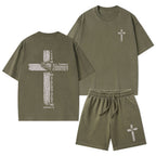 I Can Do All Things Through Christ Christian Washed T-Shirt & Shorts