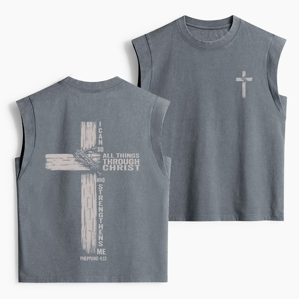 I Can Do All Things Through Christ Christian Women's Washed Tank Top