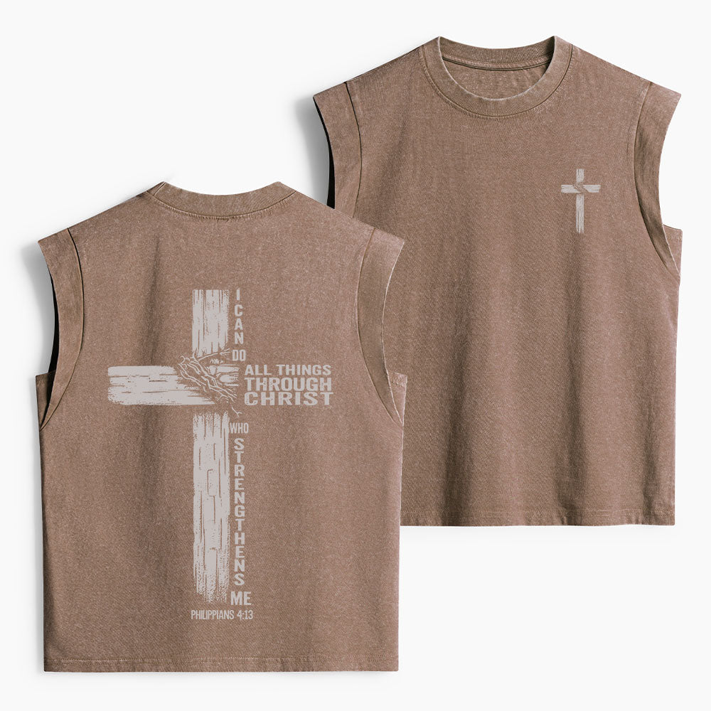 I Can Do All Things Through Christ Christian Women's Washed Tank Top
