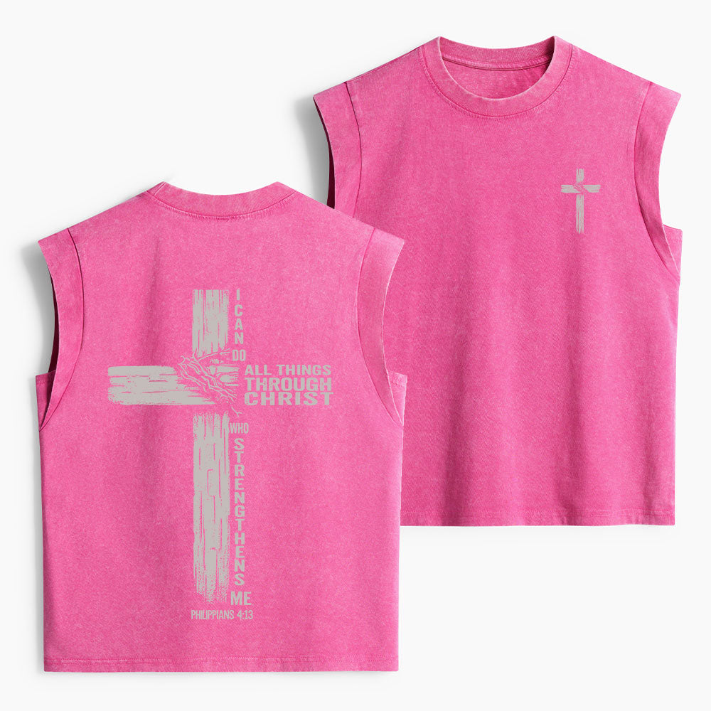 I Can Do All Things Through Christ Christian Women's Washed Tank Top
