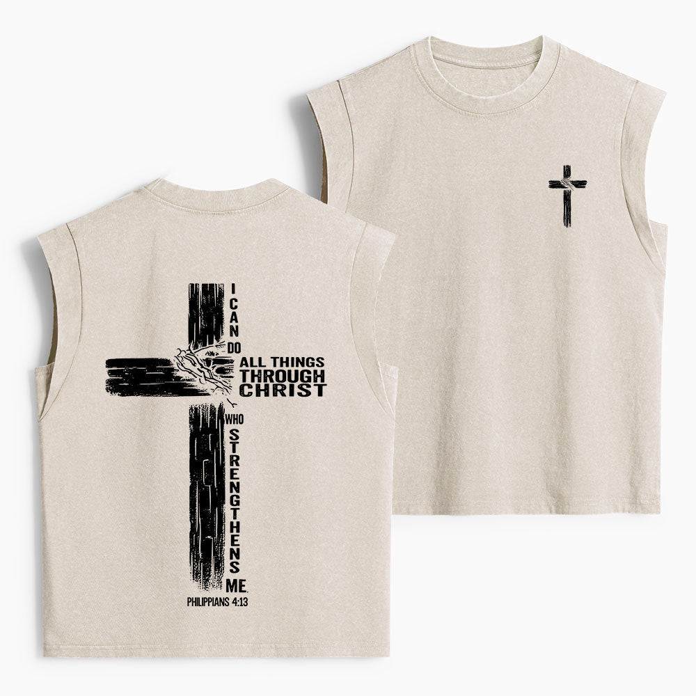 I Can Do All Things Through Christ Christian Women's Washed Tank Top