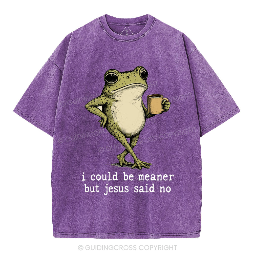 I Could Be Meaner But Jesus Said No Christian Washed T-Shirt