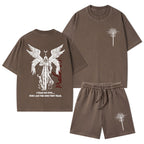 I Fear No Evil Christian Washed T-Shirt & Shorts