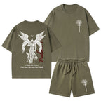 I Fear No Evil Christian Washed T-Shirt & Shorts