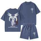 I Fear No Evil Christian Washed T-Shirt & Shorts