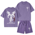 I Fear No Evil Christian Washed T-Shirt & Shorts