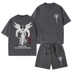 I Fear No Evil Christian Washed T-Shirt & Shorts