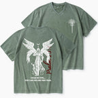 I Fear No Evil Christian Washed V-Neck T-Shirt