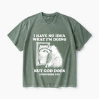 I Have No Idea What I'm Doing But God Does Christian Washed V-Neck T-Shirt