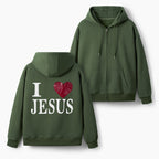 I Love Jesus Christian Fleece-Lined Full-Zip Hoodie