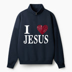 I Love Jesus Christian Half Zip Fleece Sweatshirt