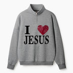 I Love Jesus Christian Half Zip Fleece Sweatshirt