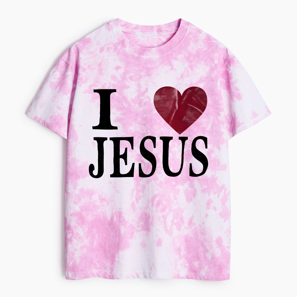 I Love Jesus Christian Heavy Cotton Tie Dye T-Shirt