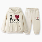 I Love Jesus Christian Kid Fleece Hoodie Set