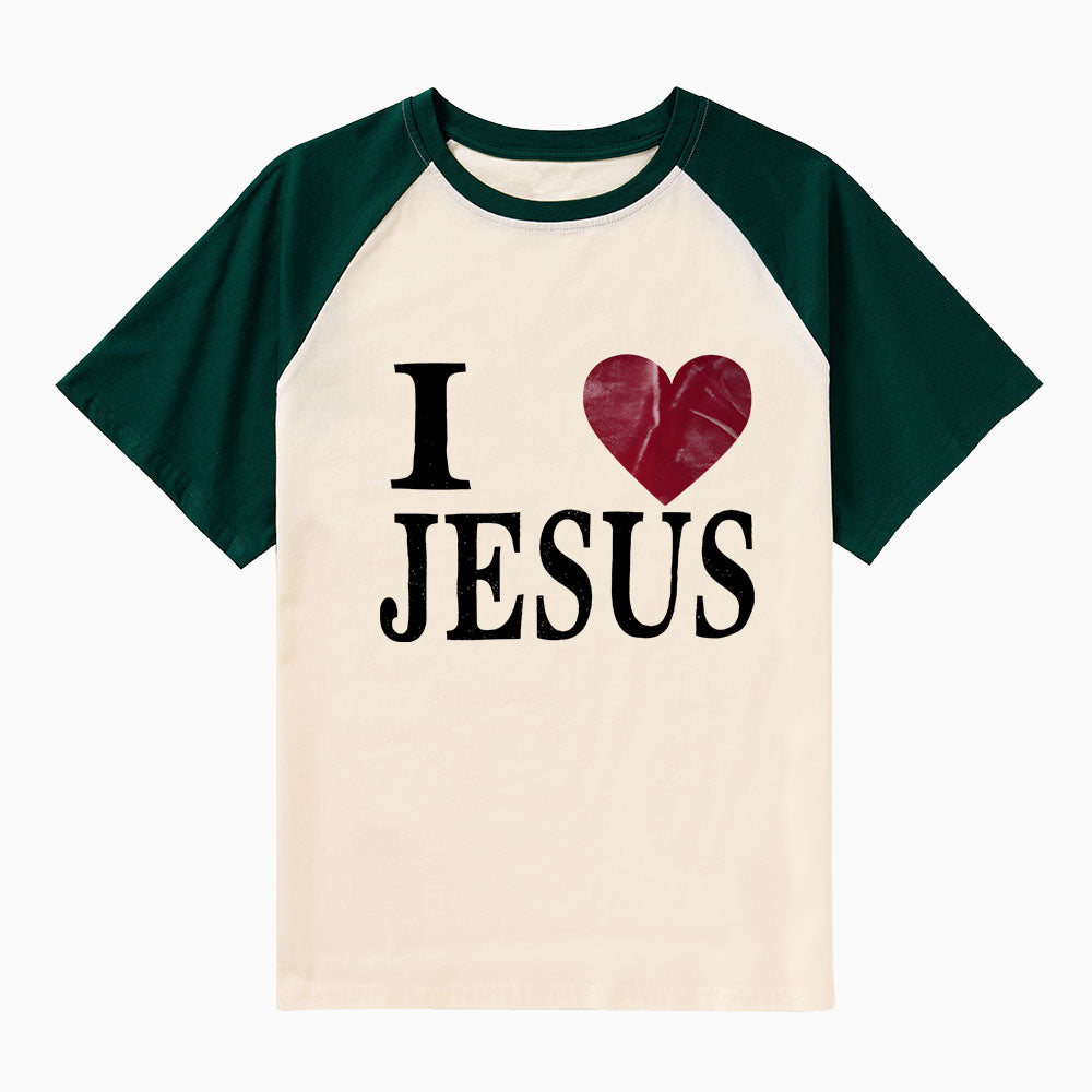 I Love Jesus Christian Raglan Sleeve T-Shirt