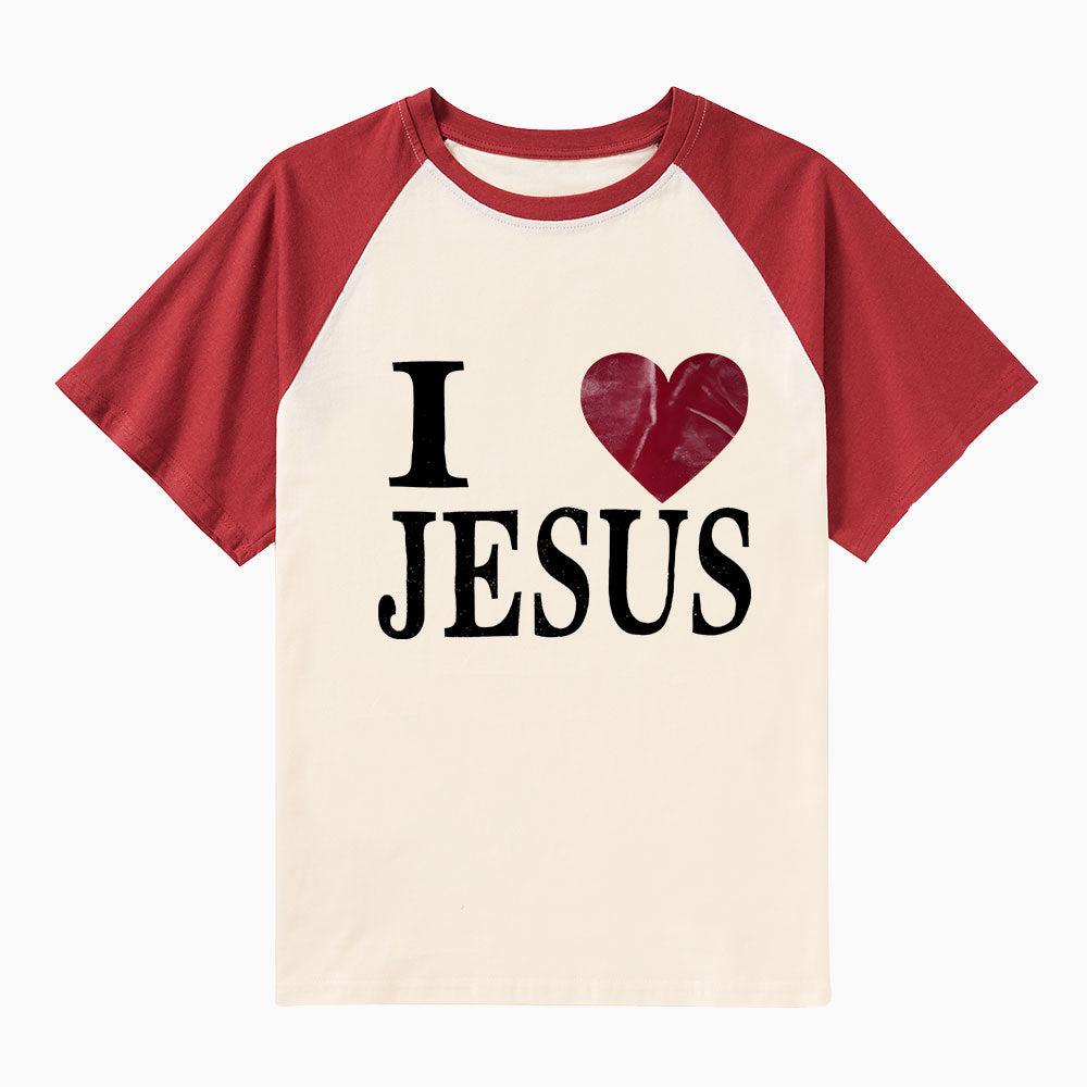 I Love Jesus Christian Raglan Sleeve T-Shirt