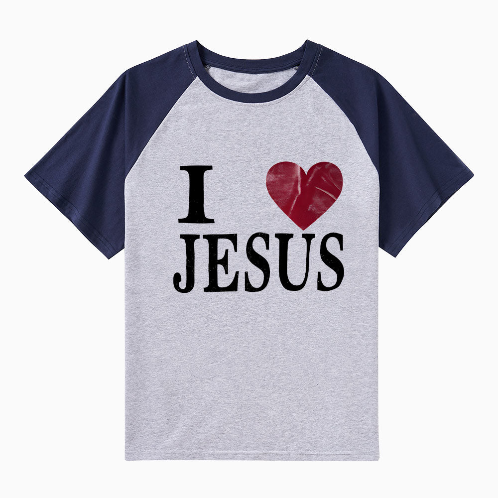 I Love Jesus Christian Raglan Sleeve T-Shirt