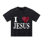 I Love Jesus Christian Kid Washed T-Shirt